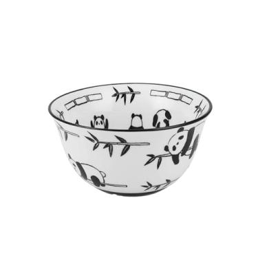 Imagem de Panda de desenho japonês fofo utensílios de mesa domésticos Lamian Noodles tigela de chapéu de cerâmica - tigela de arroz de 11,4 cm