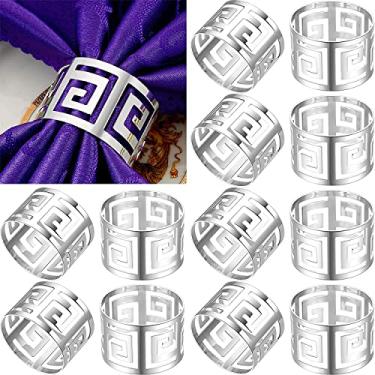 Imagem de 12 Pacotes de Aros para Guardanapos com Recorte Fivela Exquisita Liga Metal Adorno Decoração Mesa Jantar em Casamentos Ação Graças Festas Acessórios D