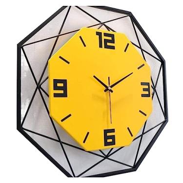 Imagem de Relógio de parede grande sem tique-taque silencioso quartzo moderno decoração poligonal para relógios de cozinha domésticos (tamanho único)