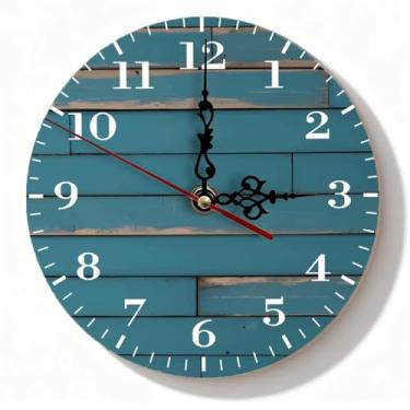 Imagem de Relógio de parede, silencioso, sem tique-taque, operado por bateria, relógios de madeira 036