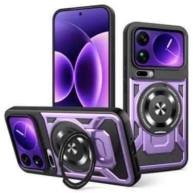 Imagem de Kukoufey Capa compatível com Xiaomi 17 Pro Max 5G 2509FPN0BC, compatível com MagSafe, suporte magnético giratório de 360 graus, capa de telefone antirqueda roxa