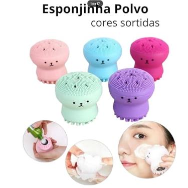 Imagem de Esponja de Limpeza Facial em Formato de Polvo com Esponja de Gotas, Silicone Macio, Cores Sortidas, Reutilizável, para Todos os Tipos de Pele, 2 unidade.