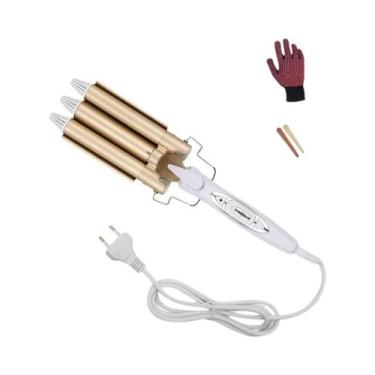 Imagem de Modelador De Cabelo Profissional Elétrico De Cerâmica Com Três Barris 