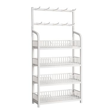 Imagem de Prateleira de lanche de supermercado de 4 5 camadas com guardrail, grande rack de exibição de batatas fritas para lojas de escritório, suporte organizador de frutas e legumes para cozinha (cor: 4