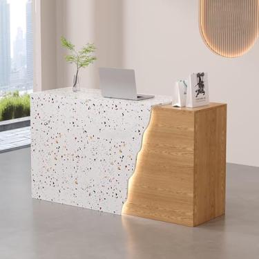 Imagem de Mesa de recepção, mesa de recepção, mesa de recepção com balcão, mesa de recepção moderna, mesa de recepção pequena, recepção, balcão de recepção, mesa de recepção em pé, balcão de salão, recepção