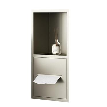 Imagem de Prateleiras embutidas de aço inoxidável nicho de banheiro banheiro nicho de banheiro sem necessidade de nicho de parede de azulejo adequado para banheiros públicos (cor: branco, tamanho: 20 x 40 x