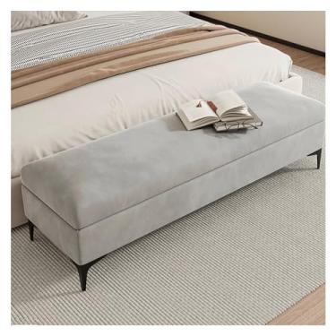 Imagem de Otomano de armazenamento no final da cama, banco de armazenamento para quarto na extremidade da cama, descanso de pés otomano com caixas de armazenamento, otomano com armazenamento para sala de estar