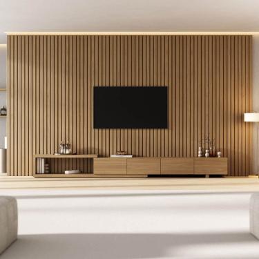 Imagem de Rack com Painel Ripado para Tv 86 Polegadas 400x230 Aruá Cabecasa Madeiraoriginals Jatoba