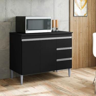 Imagem de Balcão de Cozinha Para Pia AndrÃ:copyright:ia 100cm 2 Portas 3 Gavetas sem Tampo - AJL Móveis