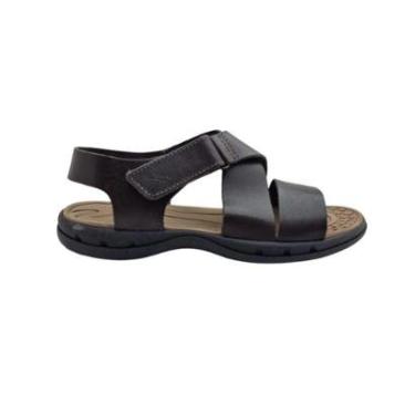 Imagem de Sandália Masculina em Couro Velcro Itapuã 6305 Marrom-Masculino