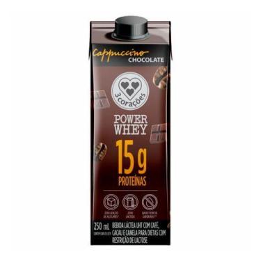 Imagem de Bebida Láctea Power Whey Sabor Cappuccino Chocolate 3 corações 250ml