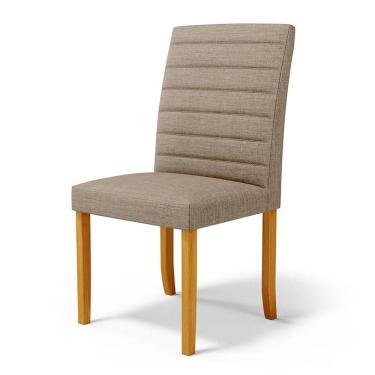 Imagem de Cadeira Sala de Jantar Veiga Estofada Madeira Maciça Linho Bege Escuro G78 - Gran Belo