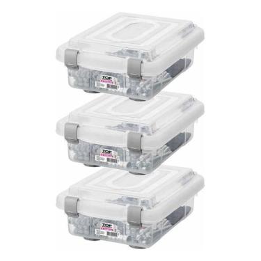 Imagem de 3 Caixa Organizadora Multiuso Baixa Rígida Transparente 1L Sanremo