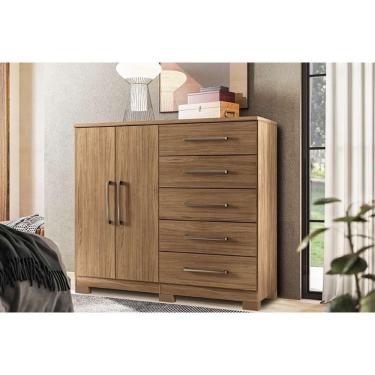 Imagem de Cômoda Casal Malaga 2.5 2 Portas E 5 Gavetas C- Pés Jatoba - Santos Andirá