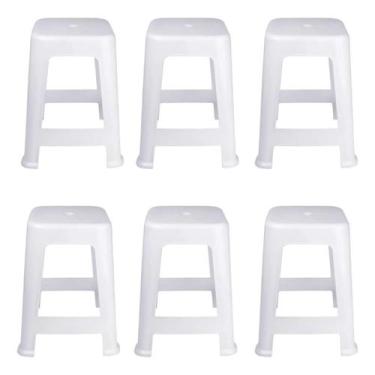 Imagem de Banqueta Plástica Bela Vista Suporta Até 120 Kg Mor 06 Und, Branca