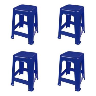 Imagem de Banqueta Plástica Bela Vista Suporta Até 120 Kg Mor 04 Und, Azul