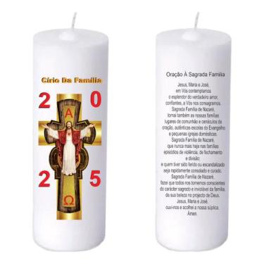 Imagem de Mini Círio Pascal Jesus Branco Adesivo 2026 - Velas De Fátima
