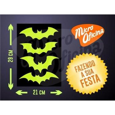 Imagem de Adesivo Brilha No Escuro - 4 Morcegos Halloween Novo - Micro Oficina