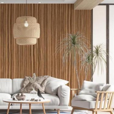 Imagem de Kit 5 Rolos Papel De Parede Adesivo Madeira Mogno Claro 3,0M - Gh Pape