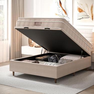 Imagem de Cama Box Baú Blindado Casal Com Colchão Ortobom Airtech Pocket 138x188