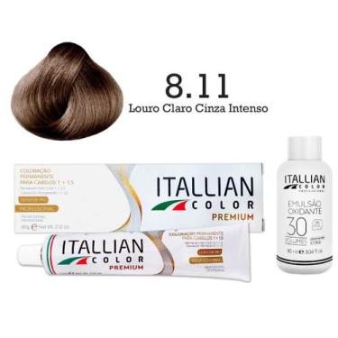 Imagem de Kit Coloração Itallian Color 8.11 Louro Claro Cinza Intenso + Oxi 30