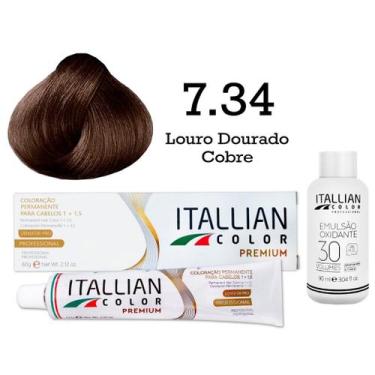 Imagem de Kit Coloração Itallian Color 7.34 Louro Dourado Cobre + Oxi 30