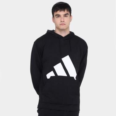 Imagem de Moletom Adidas Leve Com Capuz Masculino, Preto, Branco, GG