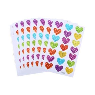 Imagem de Adesivos De Scrapbook Em Formato De Estrela, Coração E Pontos Arco-Íri