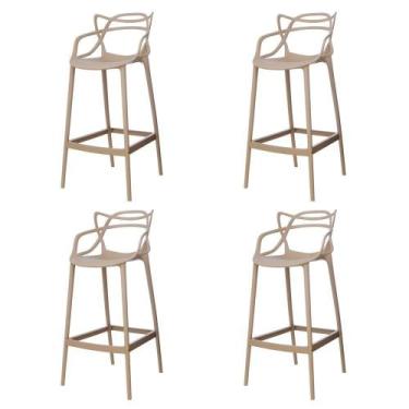 Imagem de Kit 4 Banquetas Allegra Nude Cozinha Bistrô Bancada - WAW DESIGN