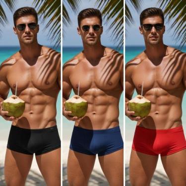 Imagem de kit 3 Sunga Masculina Boxer Praia Adulto Confortável Secagem Rápida Di