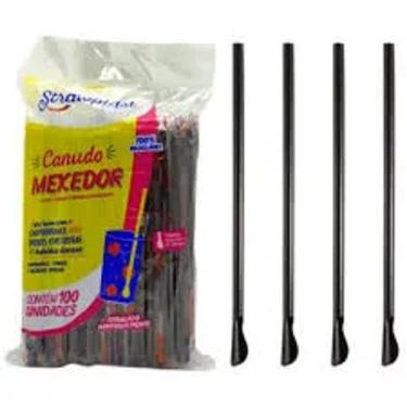 Imagem de Canudo colher mexedor para drink strawplast com 1.000 unidades, Preto