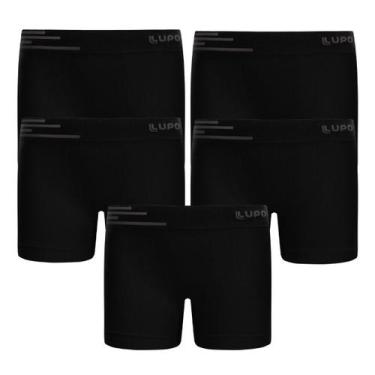 Imagem de Kit 5 Cueca Boxer Infantil Box Microfibra Sem Costura Lupo, Preto, G