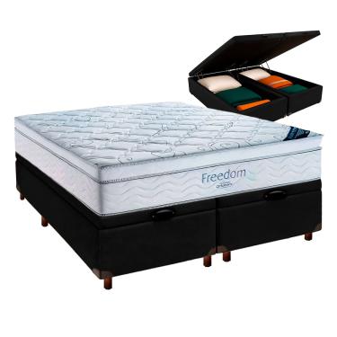 Imagem de Box Bau Blindado Preto + Colchão Queen Freedom Ortobom