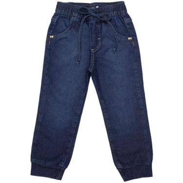 Imagem de Calça Infantil Look Jeans Jogger Jeans - UNICA - P, Azul, P