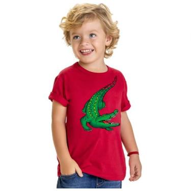 Imagem de Camiseta Infantil Masculino Manga Curta em Malha Jacaré Kyly, Vermelho