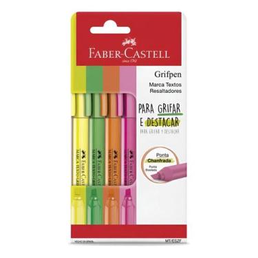 Imagem de Kit Marca Texto Grifpen Fabercastell 4 Cores Neon - Faber Castell