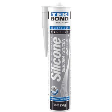 Imagem de Borracha de Silicone Ostenvonder Cura Acética Antifungo Cinza Tekbond 256G