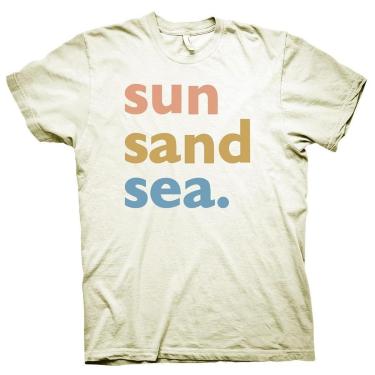 Imagem de camiseta bega estampada sun sand sea gola masculina algodao-Masculino