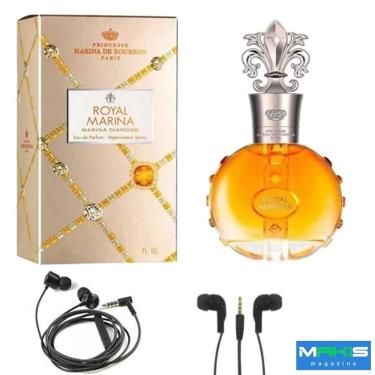 Imagem de Perfume Feminino Royal Diamond Eau de Toilette Marina Bourbon 100ML E Fone de Ouvido Musica Corrida