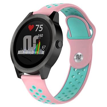 Imagem de Pulseira NSmart compatível com Garmin Forerunner 245 645 Music Vivomove Vivomove HR e Active 3/4 (Rosa com verde nk)