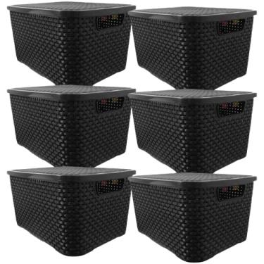 Imagem de Caixa Plastica Organizadora Rattan Preto 7 Litros Kit 6 Unid