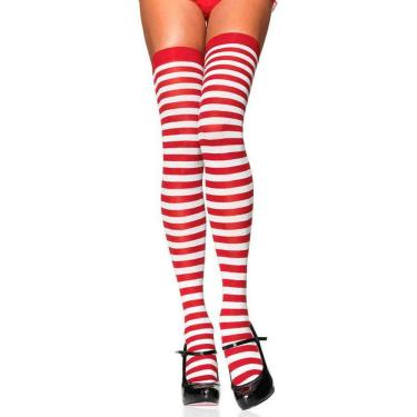 Imagem de Meia Calça 7/8 Listrada Cosplay Branco e Vermelho
