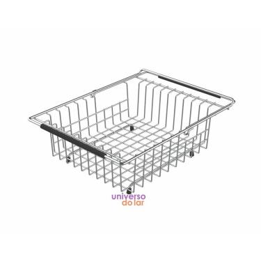 Imagem de Cesto Aramado Retangular Tramontina com Alça Regulável para Cubas e Pias Aço Inox