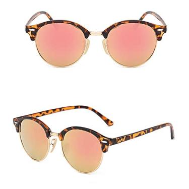 Imagem de Vintage Small Round Sunglasses Woman Retro Sun Glasses Female Fashion Half Frame Driving Shades Oculos De Sol,Leopard Pink,china