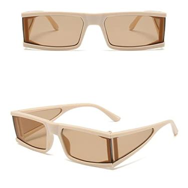 Imagem de Vintage Rectangle Sunglasses Women Designer Retro Punk Sun Glasses Outdoor Small Frame Shades Mirror Oculos De Sol,Beige,china