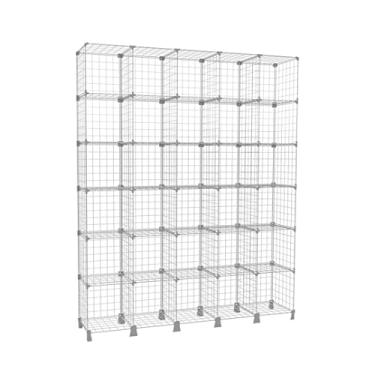 Imagem de Estante Aramada Organizadora de Loja Estoque com 30 Nichos Casulos Prateleira Multiuso de Aço Branco