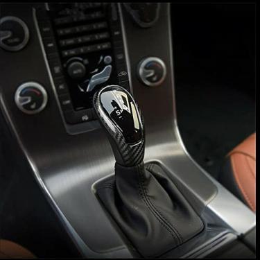 Imagem de FINMOKAL Apto Para Tampa Do Botão De Mudança De Marcha Do Console Central De Fibra De Carbono Volvo S60 V60 2012-2017 Preto, Fibra De Carbono
