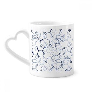 Imagem de Caneca de estrutura molecular química abstrata azul caneca de café cerâmica copo de coração de vidro