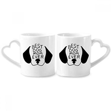 Imagem de Best Dog Mom Ever Quote DIY Design Casal Caneca de Porcelana Conjunto de Cerâmica para Amante de Coração
