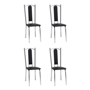 Imagem de Conjunto com 4 Cadeiras Vera Preto e Cromado